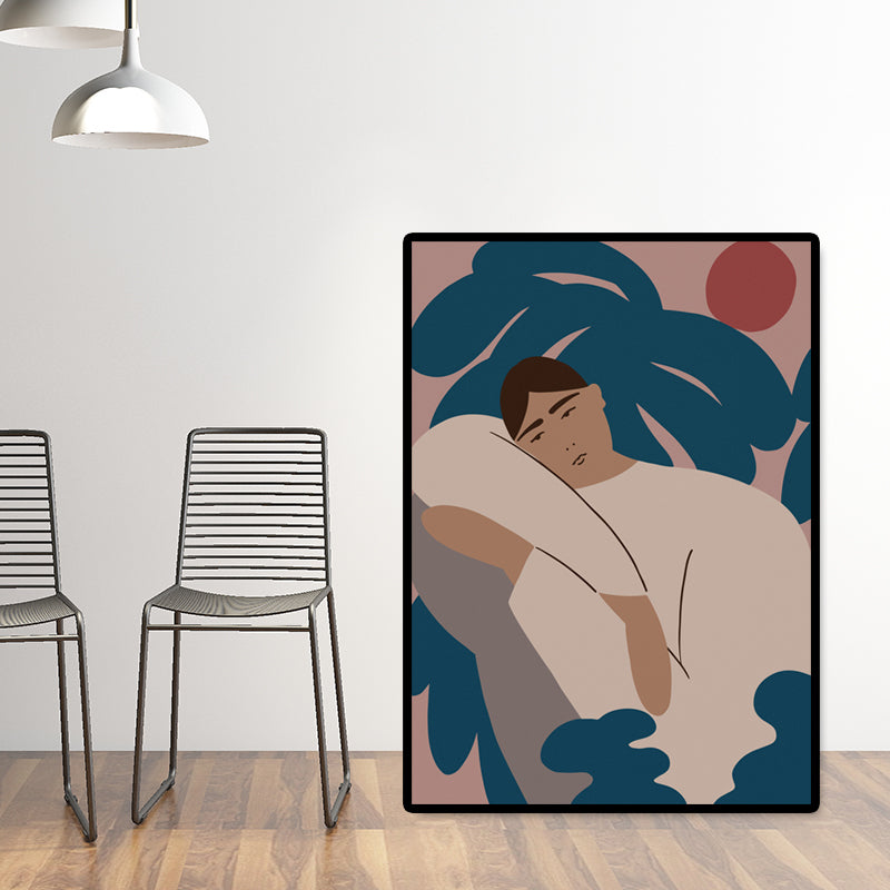 Scandinavian Abstract People Painting Living Room Wall Art Decor in White, Multiple Size Options Clearhalo 'Arts' 'Canvas Art' 1657182