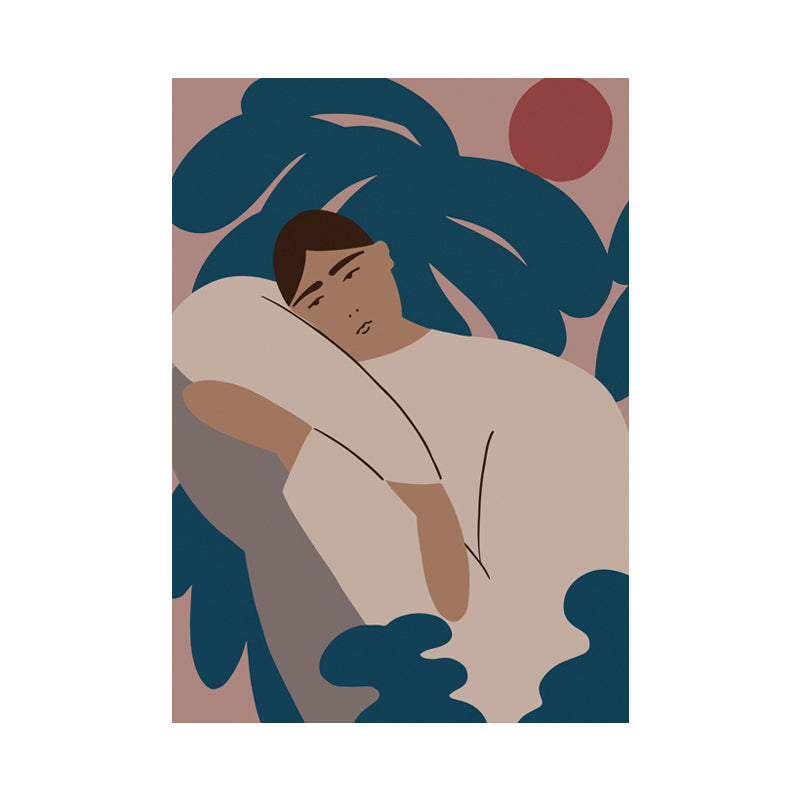 Scandinavian Abstract People Painting Living Room Wall Art Decor in White, Multiple Size Options Clearhalo 'Arts' 'Canvas Art' 1657184