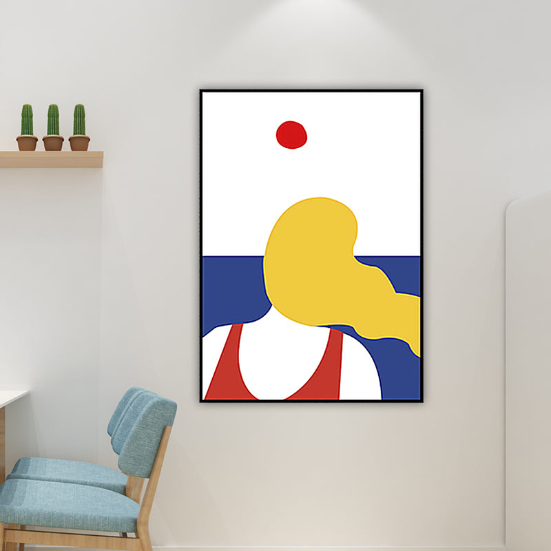 Canvas Textured Wall Art Mid-Century Modern Back of Blondie Painting for Living Room Yellow Clearhalo 'Art Gallery' 'Canvas Art' 'Industrial' 'Mid-Century Modern' 'Minimalist Art Gallery' Arts' 1657188