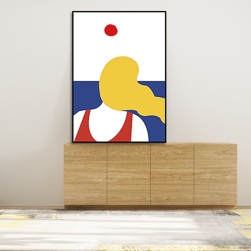 Canvas Textured Wall Art Mid-Century Modern Back of Blondie Painting for Living Room Clearhalo 'Art Gallery' 'Canvas Art' 'Industrial' 'Mid-Century Modern' 'Minimalist Art Gallery' Arts' 1657189