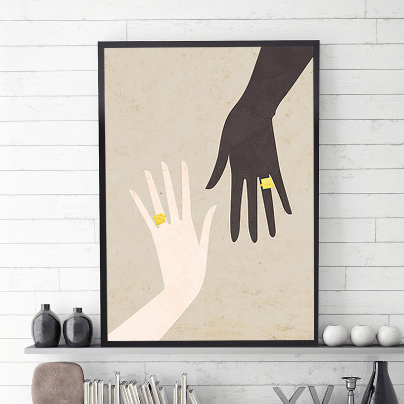 Pastel Color Double Hands Painting Scandinavian Textured Canvas Wall Art for Living Room Clearhalo 'Arts' 'Canvas Art' 1657204