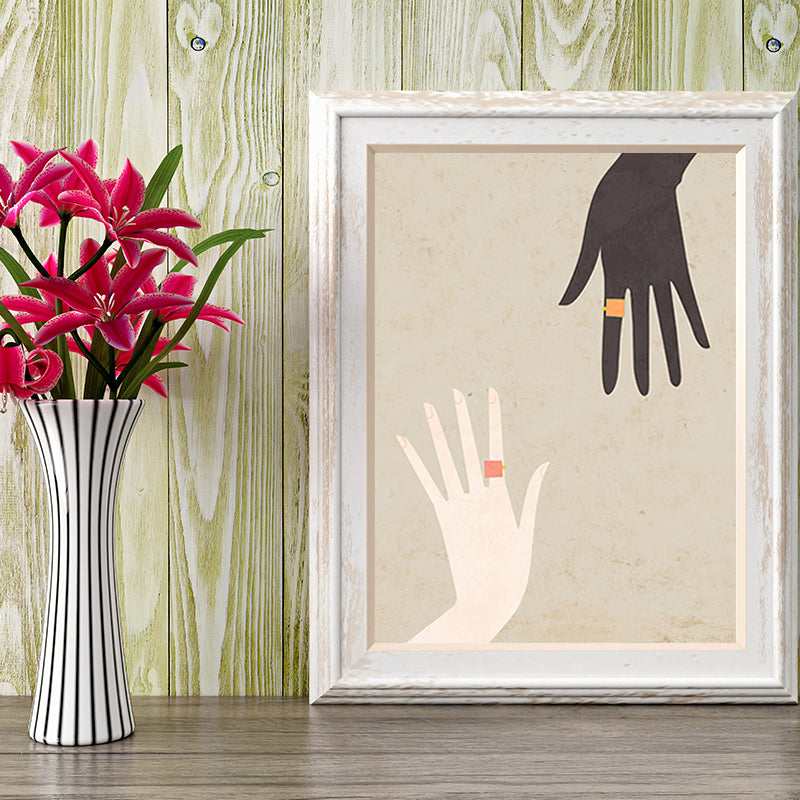 Pastel Color Double Hands Painting Scandinavian Textured Canvas Wall Art for Living Room Clearhalo 'Arts' 'Canvas Art' 1657211