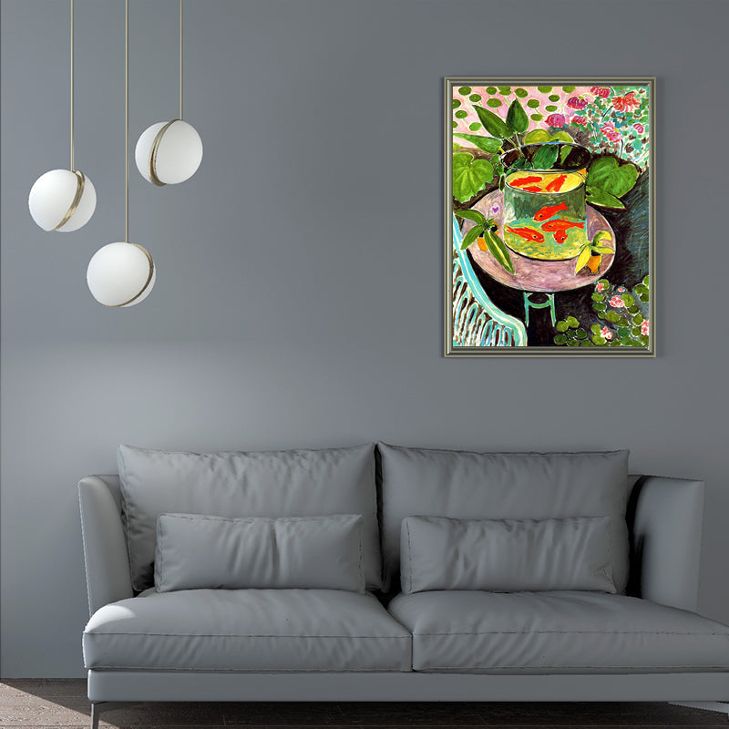 Henri Matisse Goldfish Painting Canvas Childrens Art Textured Wall Decor in Green for Bedroom Clearhalo 'Art Gallery' 'Canvas Art' 'Kids' Arts' 1657257
