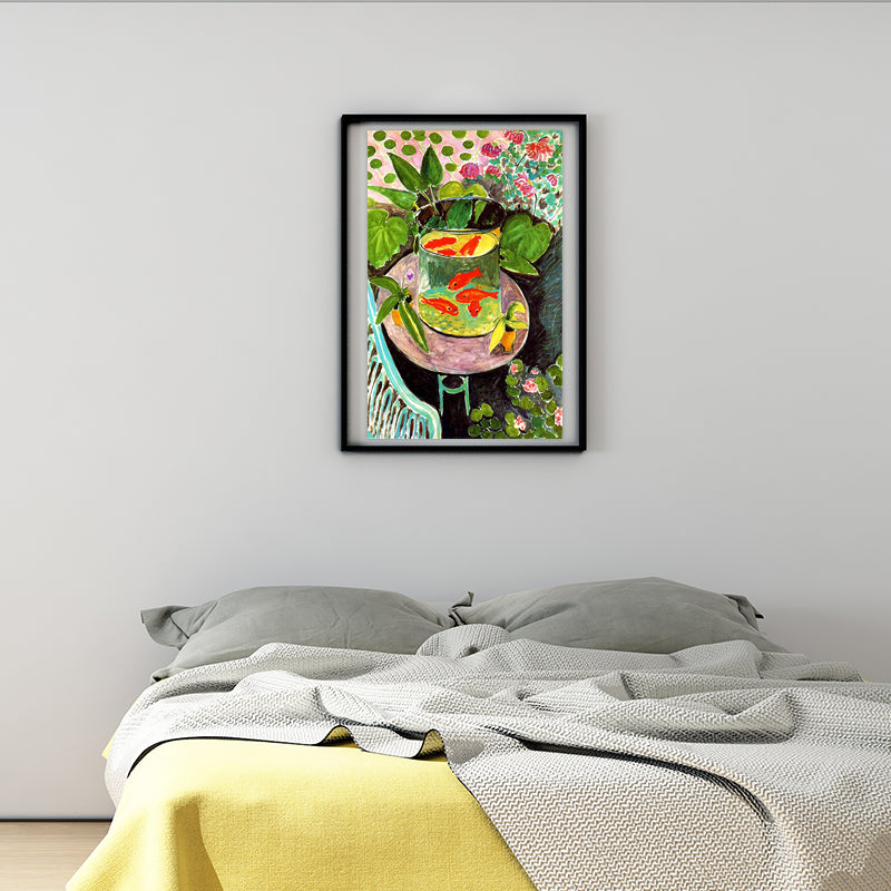 Henri Matisse Goldfish Painting Canvas Childrens Art Textured Wall Decor in Green for Bedroom Clearhalo 'Art Gallery' 'Canvas Art' 'Kids' Arts' 1657258
