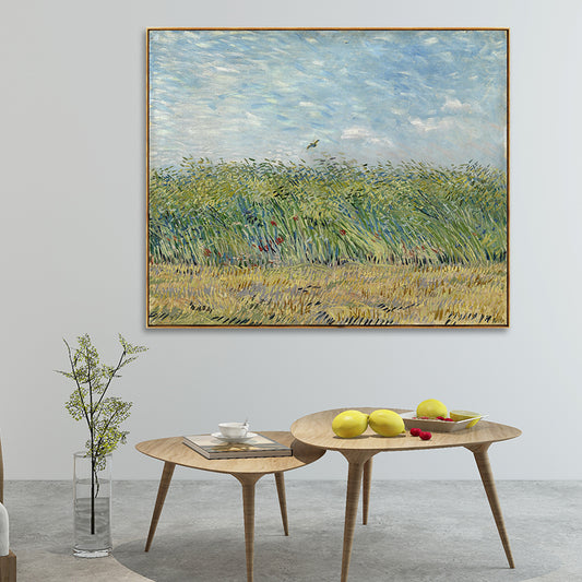 Rustic Wheatfield in Wind Painting Green Van Gogh Canvas Wall Art for House Interior Clearhalo 'Art Gallery' 'Canvas Art' 'Country Art Gallery' 'French Country' 'Rustic' Arts' 1657293