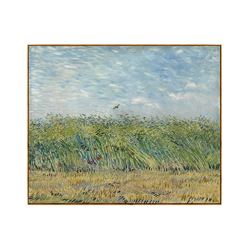 Rustic Wheatfield in Wind Painting Green Van Gogh Canvas Wall Art for House Interior Clearhalo 'Art Gallery' 'Canvas Art' 'Country Art Gallery' 'French Country' 'Rustic' Arts' 1657294