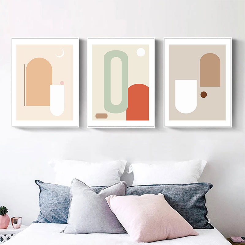 Soft Color Geometric Pattern Canvas Scandinavian Textured Wall Art Decor for Dining Room Grey Clearhalo 'Arts' 'Canvas Art' 1657327