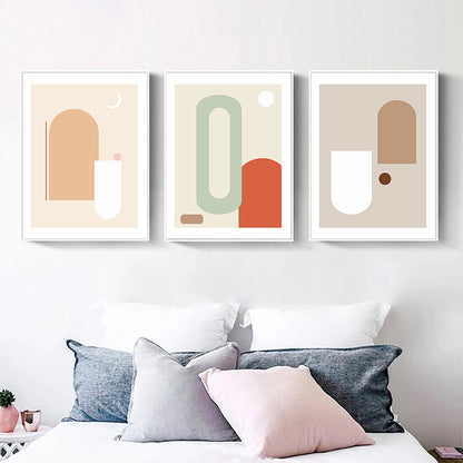 Soft Color Geometric Pattern Canvas Scandinavian Textured Wall Art Decor for Dining Room Grey Clearhalo 'Arts' 'Canvas Art' 1657327