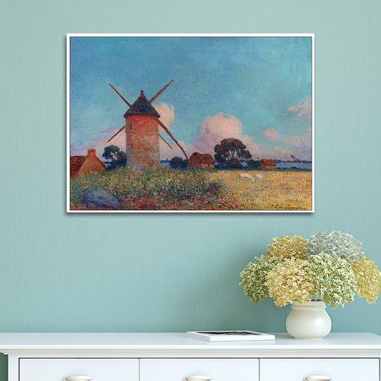 Blue Lighthouse Landscape Painting Impressionism Textured Bedroom Wall Art Clearhalo 'Art Gallery' 'Canvas Art' 'Country Art Gallery' 'French Country' 'Rustic' Arts' 1657332