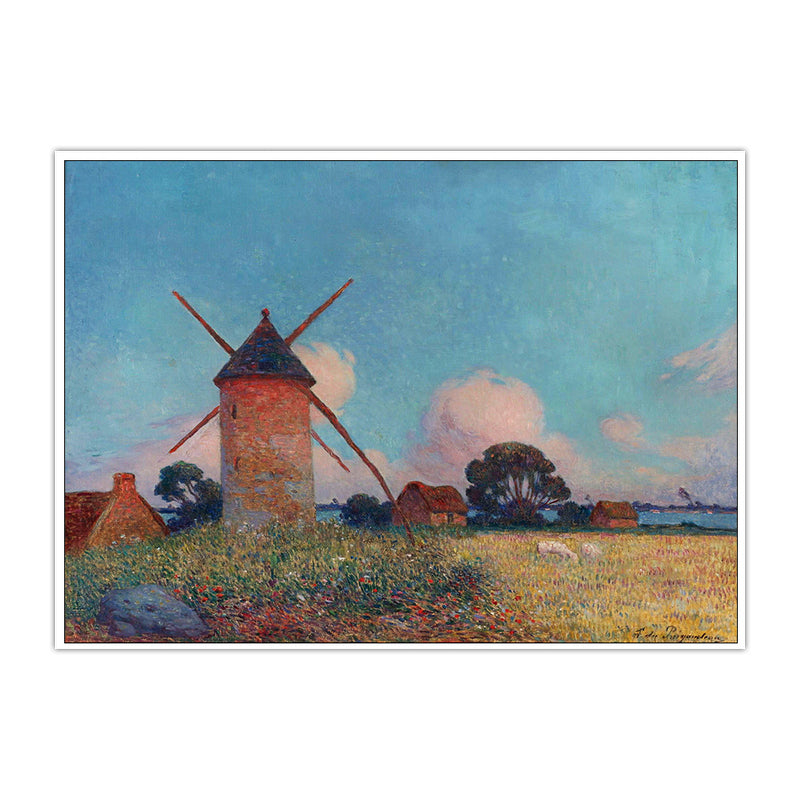 Blue Lighthouse Landscape Painting Impressionism Textured Bedroom Wall Art Clearhalo 'Art Gallery' 'Canvas Art' 'Country Art Gallery' 'French Country' 'Rustic' Arts' 1657334