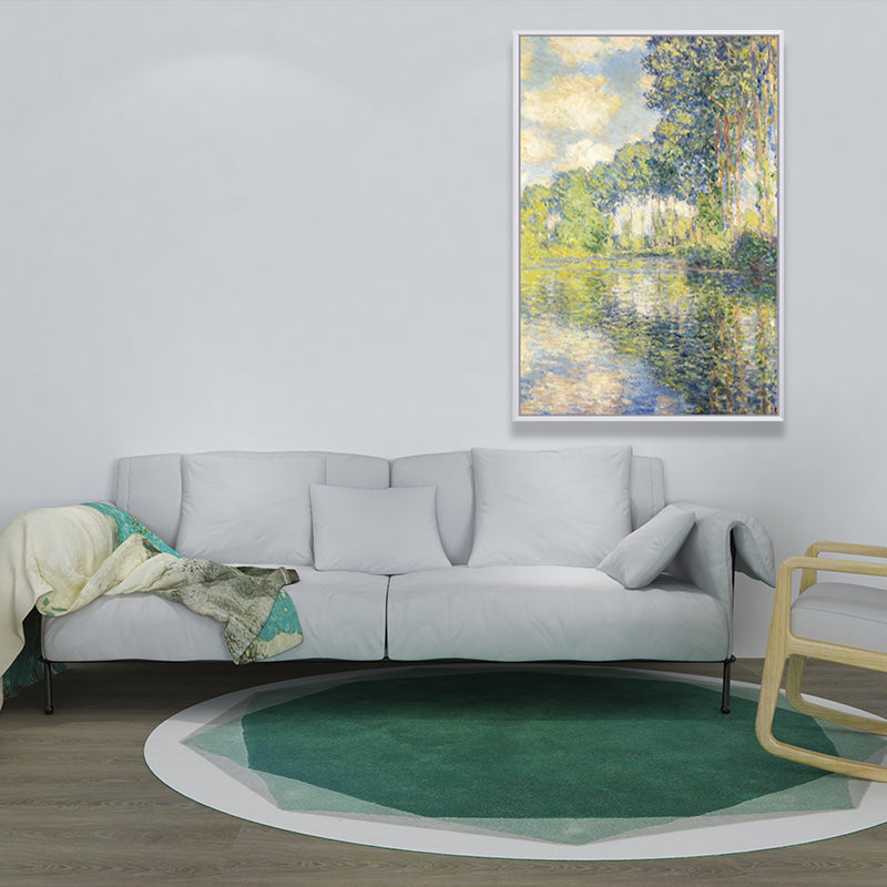 Textured Monet Pool Painting Canvas Rustic Wall Art Print for Family Room, Yellow Yellow Design 1 Clearhalo 'Art Gallery' 'Canvas Art' 'Country Art Gallery' 'French Country' 'Rustic' Arts' 1657379