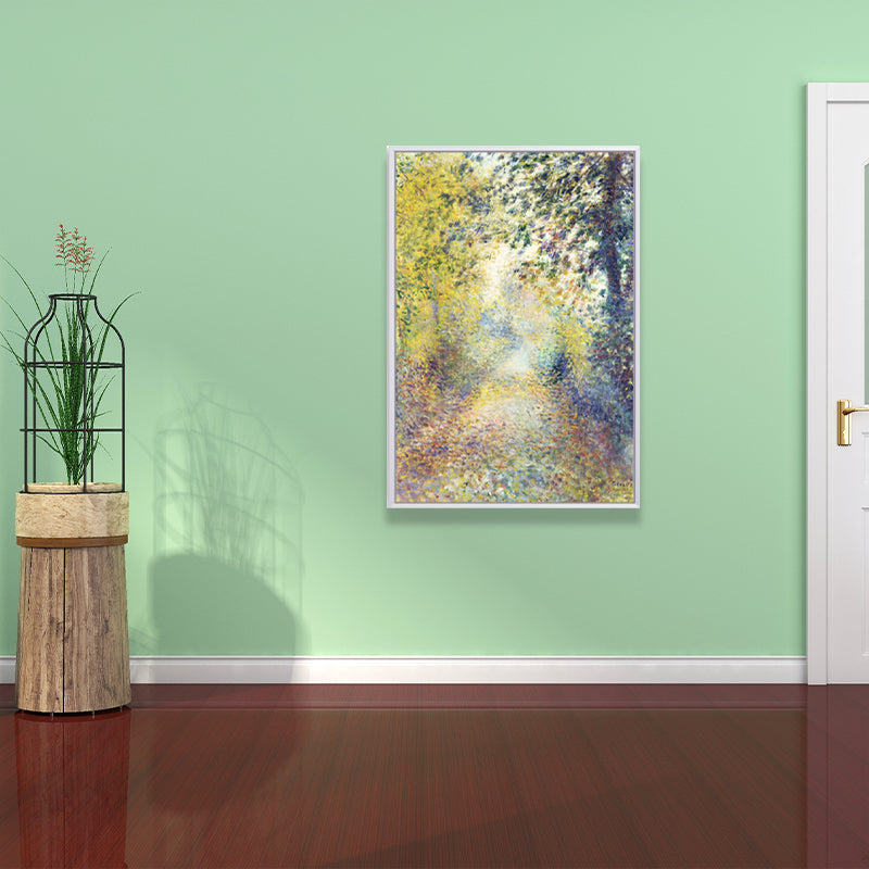 Textured Monet Pool Painting Canvas Rustic Wall Art Print for Family Room, Yellow Clearhalo 'Art Gallery' 'Canvas Art' 'Country Art Gallery' 'French Country' 'Rustic' Arts' 1657387