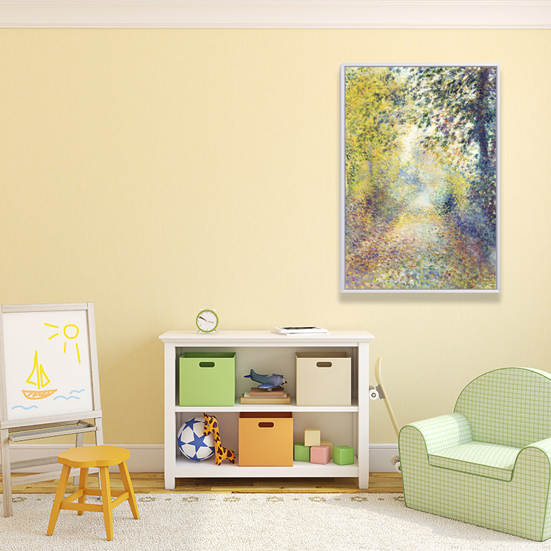 Textured Monet Pool Painting Canvas Rustic Wall Art Print for Family Room, Yellow Clearhalo 'Art Gallery' 'Canvas Art' 'Country Art Gallery' 'French Country' 'Rustic' Arts' 1657388