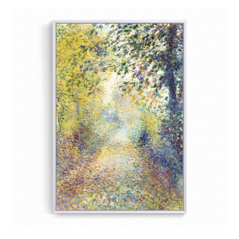 Textured Monet Pool Painting Canvas Rustic Wall Art Print for Family Room, Yellow Clearhalo 'Art Gallery' 'Canvas Art' 'Country Art Gallery' 'French Country' 'Rustic' Arts' 1657389