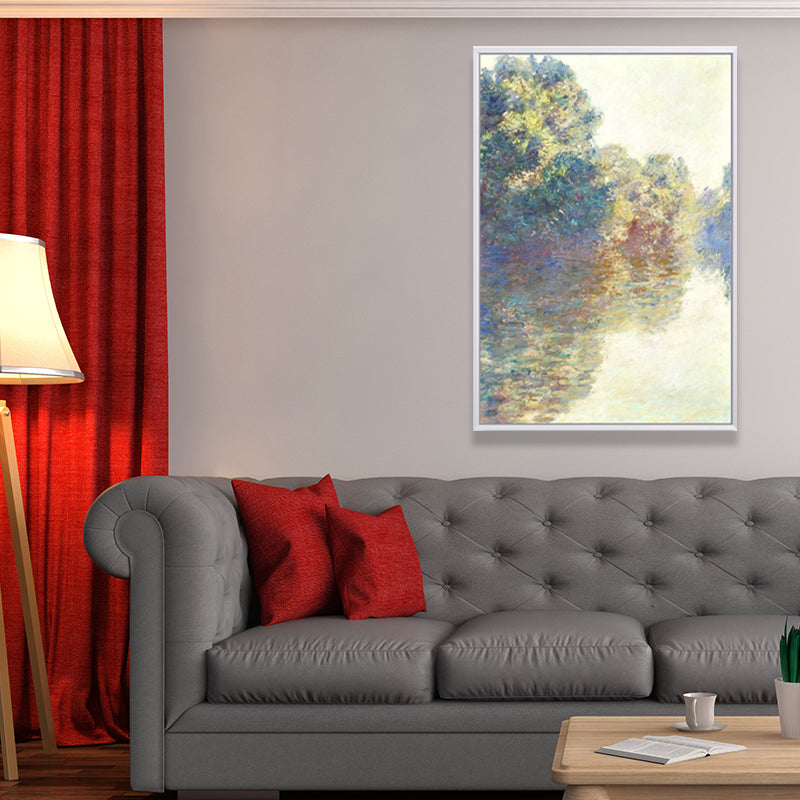 Textured Monet Pool Painting Canvas Rustic Wall Art Print for Family Room, Yellow Clearhalo 'Art Gallery' 'Canvas Art' 'Country Art Gallery' 'French Country' 'Rustic' Arts' 1657391