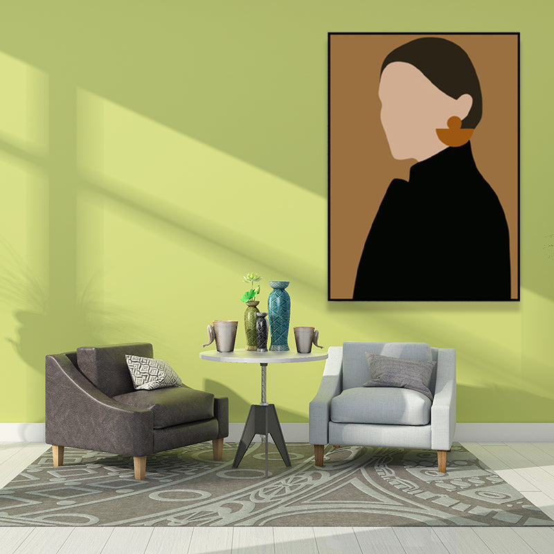 Mid-Century Modern Fashion Painting Black Textured Canvas Wall Art for Living Room Clearhalo 'Art Gallery' 'Canvas Art' 'Industrial' 'Mid-Century Modern' 'Minimalist Art Gallery' Arts' 1657395
