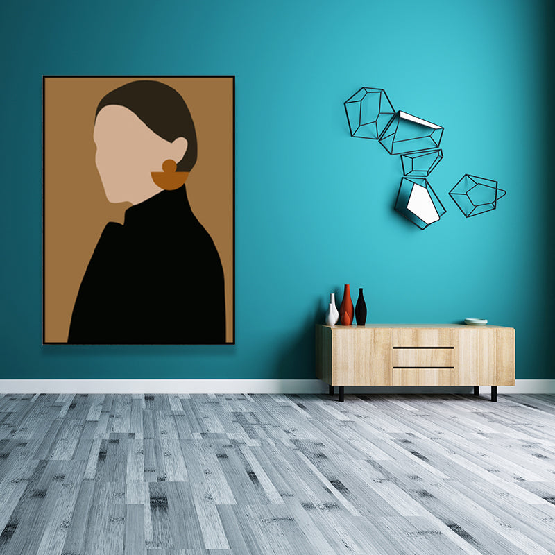 Mid-Century Modern Fashion Painting Black Textured Canvas Wall Art for Living Room Clearhalo 'Art Gallery' 'Canvas Art' 'Industrial' 'Mid-Century Modern' 'Minimalist Art Gallery' Arts' 1657396