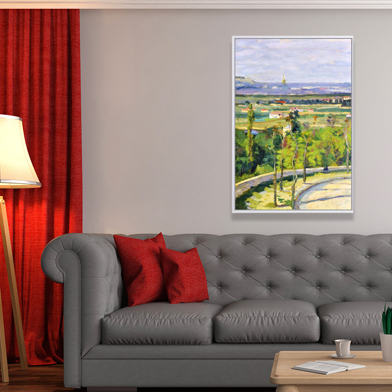 Oil Painting Country Road Canvas Wall Art for House Interior, Green-Purple, Textured Clearhalo 'Art Gallery' 'Canvas Art' 'Country Art Gallery' 'French Country' 'Rustic' Arts' 1657410