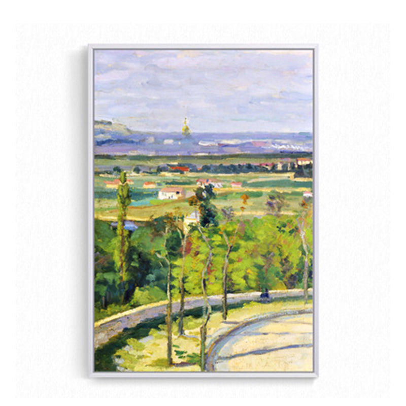 Oil Painting Country Road Canvas Wall Art for House Interior, Green-Purple, Textured Clearhalo 'Art Gallery' 'Canvas Art' 'Country Art Gallery' 'French Country' 'Rustic' Arts' 1657411