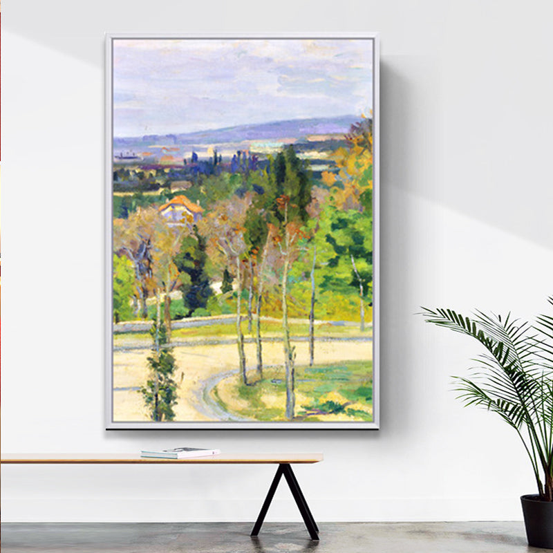 Oil Painting Country Road Canvas Wall Art for House Interior, Green-Purple, Textured Green Design 2 Clearhalo 'Art Gallery' 'Canvas Art' 'Country Art Gallery' 'French Country' 'Rustic' Arts' 1657415