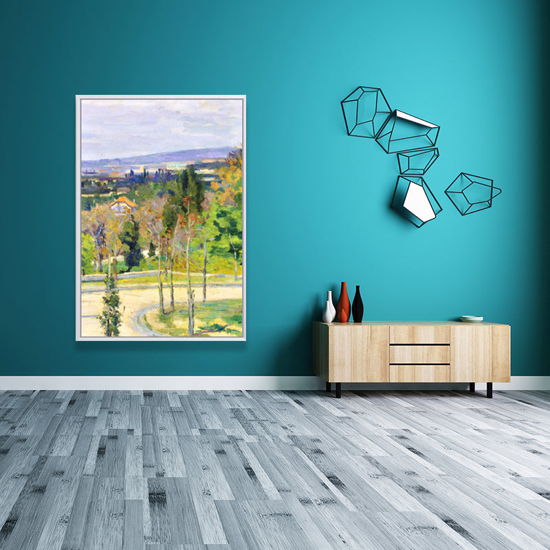 Oil Painting Country Road Canvas Wall Art for House Interior, Green-Purple, Textured Clearhalo 'Art Gallery' 'Canvas Art' 'Country Art Gallery' 'French Country' 'Rustic' Arts' 1657417