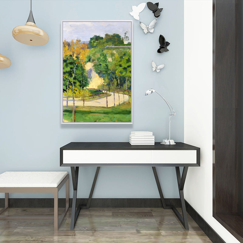 Oil Painting Country Road Canvas Wall Art for House Interior, Green-Purple, Textured Green Design 3 Clearhalo 'Art Gallery' 'Canvas Art' 'Country Art Gallery' 'French Country' 'Rustic' Arts' 1657419