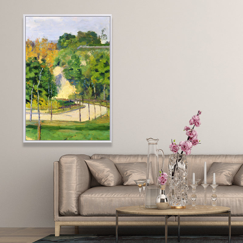 Oil Painting Country Road Canvas Wall Art for House Interior, Green-Purple, Textured Clearhalo 'Art Gallery' 'Canvas Art' 'Country Art Gallery' 'French Country' 'Rustic' Arts' 1657420