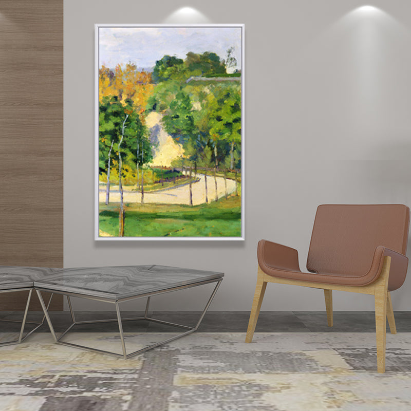 Oil Painting Country Road Canvas Wall Art for House Interior, Green-Purple, Textured Clearhalo 'Art Gallery' 'Canvas Art' 'Country Art Gallery' 'French Country' 'Rustic' Arts' 1657421