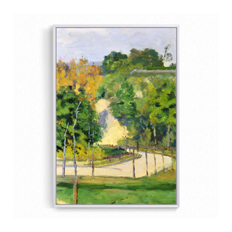 Oil Painting Country Road Canvas Wall Art for House Interior, Green-Purple, Textured Clearhalo 'Art Gallery' 'Canvas Art' 'Country Art Gallery' 'French Country' 'Rustic' Arts' 1657422