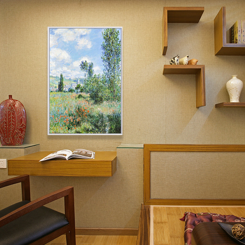 Canvas Green Art Print Farmhouse Monet Blooming Flower Field Painting Wall Decor Green Design 2 Clearhalo 'Art Gallery' 'Canvas Art' 'Country Art Gallery' 'French Country' 'Rustic' Arts' 1657437