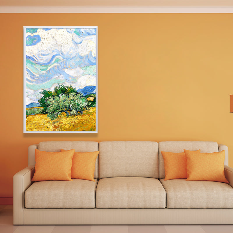 Farmhouse Autumn Wheat Field Painting Green-Yellow Van Gogh Wall Art for Home Clearhalo 'Art Gallery' 'Canvas Art' 'Country Art Gallery' 'French Country' 'Rustic' Arts' 1657446