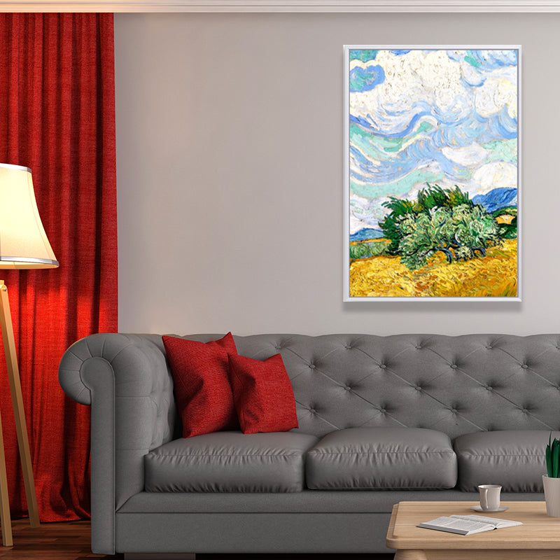 Farmhouse Autumn Wheat Field Painting Green-Yellow Van Gogh Wall Art for Home Clearhalo 'Art Gallery' 'Canvas Art' 'Country Art Gallery' 'French Country' 'Rustic' Arts' 1657447