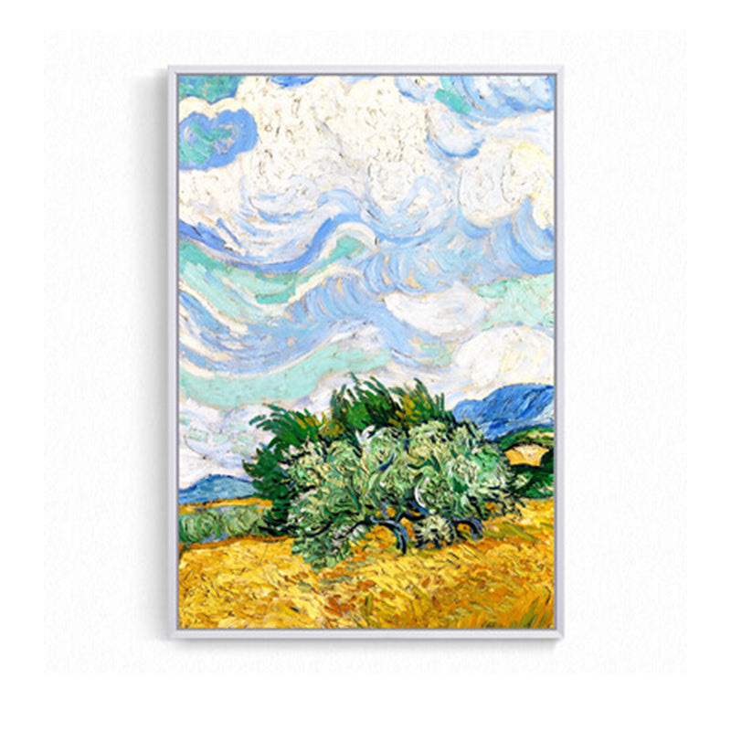 Farmhouse Autumn Wheat Field Painting Green-Yellow Van Gogh Wall Art for Home Clearhalo 'Art Gallery' 'Canvas Art' 'Country Art Gallery' 'French Country' 'Rustic' Arts' 1657448