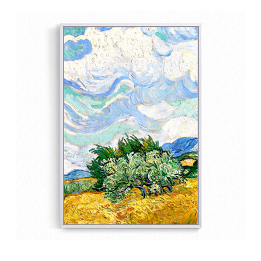 Farmhouse Autumn Wheat Field Painting Green-Yellow Van Gogh Wall Art for Home Clearhalo 'Art Gallery' 'Canvas Art' 'Country Art Gallery' 'French Country' 'Rustic' Arts' 1657448