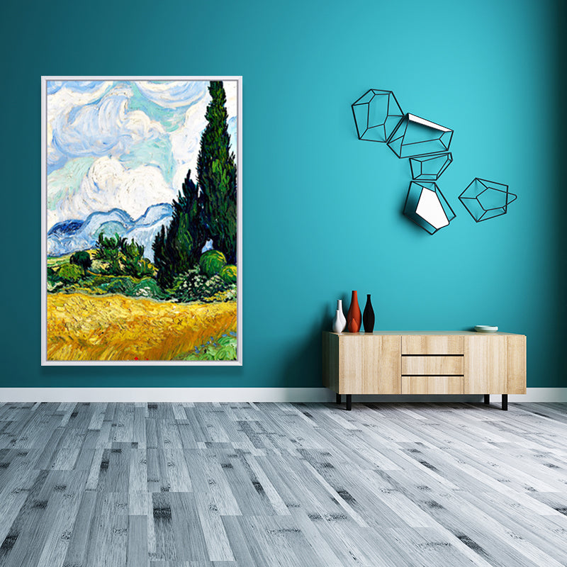 Farmhouse Autumn Wheat Field Painting Green-Yellow Van Gogh Wall Art for Home Clearhalo 'Art Gallery' 'Canvas Art' 'Country Art Gallery' 'French Country' 'Rustic' Arts' 1657454