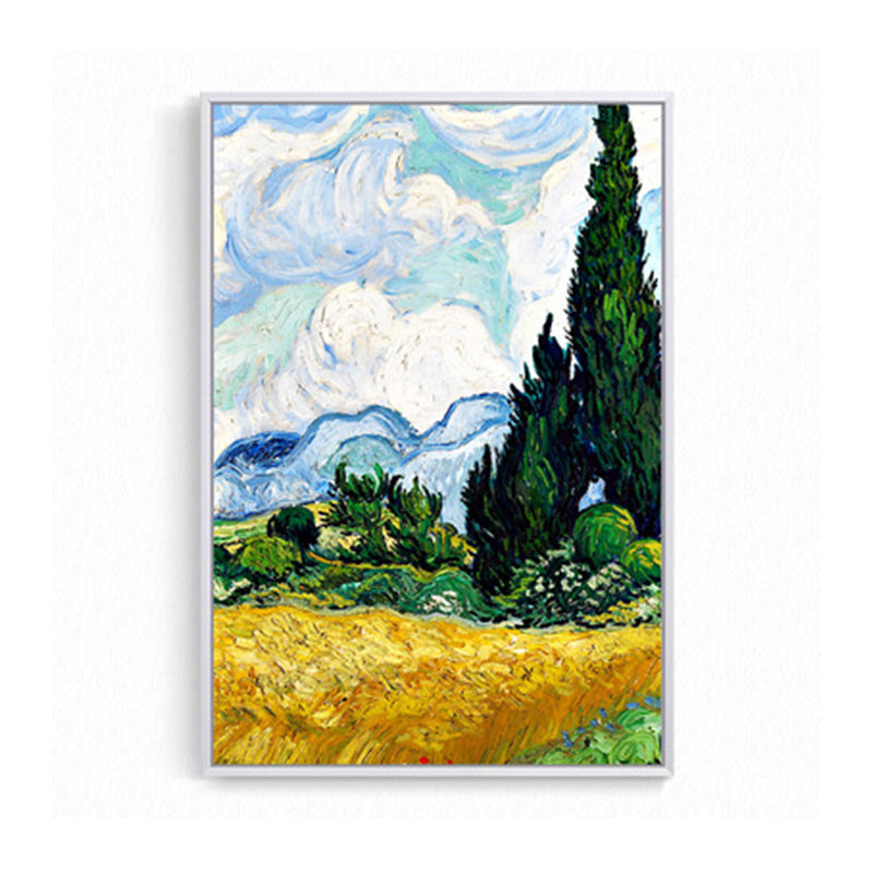 Farmhouse Autumn Wheat Field Painting Green-Yellow Van Gogh Wall Art for Home Clearhalo 'Art Gallery' 'Canvas Art' 'Country Art Gallery' 'French Country' 'Rustic' Arts' 1657455
