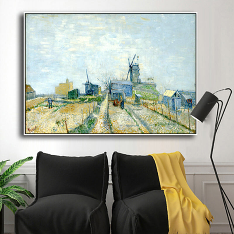 Van Gogh Farmland Wall Art Print Soft Color Canvas Painting for House Decoration Blue Design 1 Clearhalo 'Art Gallery' 'Canvas Art' 'Country Art Gallery' 'French Country' 'Rustic' Arts' 1657475
