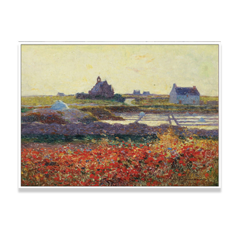 Poetic Sunset Landscape Wall Art Dining Room Scenery Painting Canvas Print in Soft Color Clearhalo 'Art Gallery' 'Canvas Art' 'Country Art Gallery' 'French Country' 'Rustic' Arts' 1657496