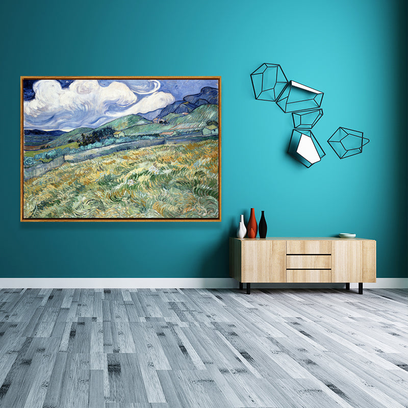 Van Gogh Wheat Field Canvas Art Farmhouse Textured Wall Decor in Soft Color for Room Green Design 1 Clearhalo 'Art Gallery' 'Canvas Art' 'Country Art Gallery' 'French Country' 'Rustic' Arts' 1657501