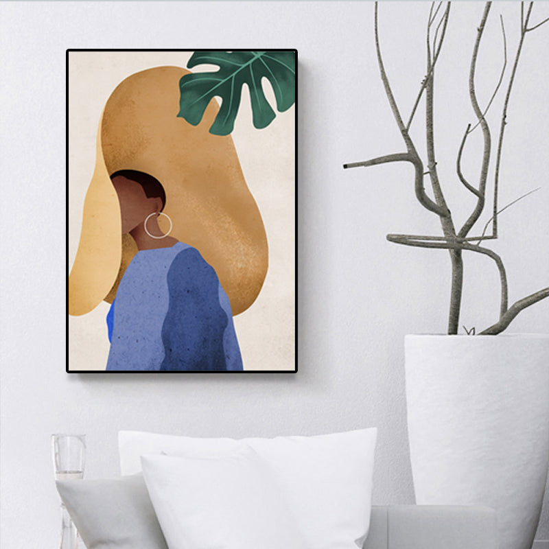 Scandinavian Fashion Girl Wall Decor Pastel Color Canvas Print for Living Room (Multiple Sizes) Clearhalo 'Arts' 'Canvas Art' 1657517