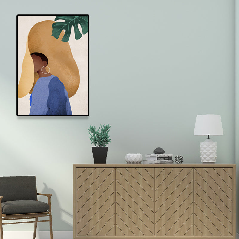 Scandinavian Fashion Girl Wall Decor Pastel Color Canvas Print for Living Room (Multiple Sizes) Clearhalo 'Arts' 'Canvas Art' 1657518