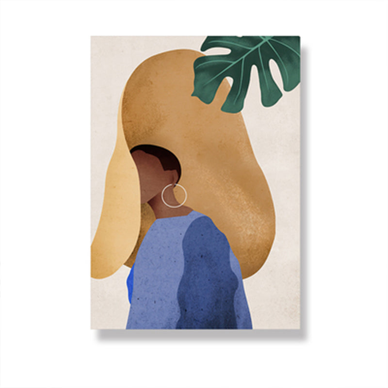 Scandinavian Fashion Girl Wall Decor Pastel Color Canvas Print for Living Room (Multiple Sizes) Clearhalo 'Arts' 'Canvas Art' 1657519