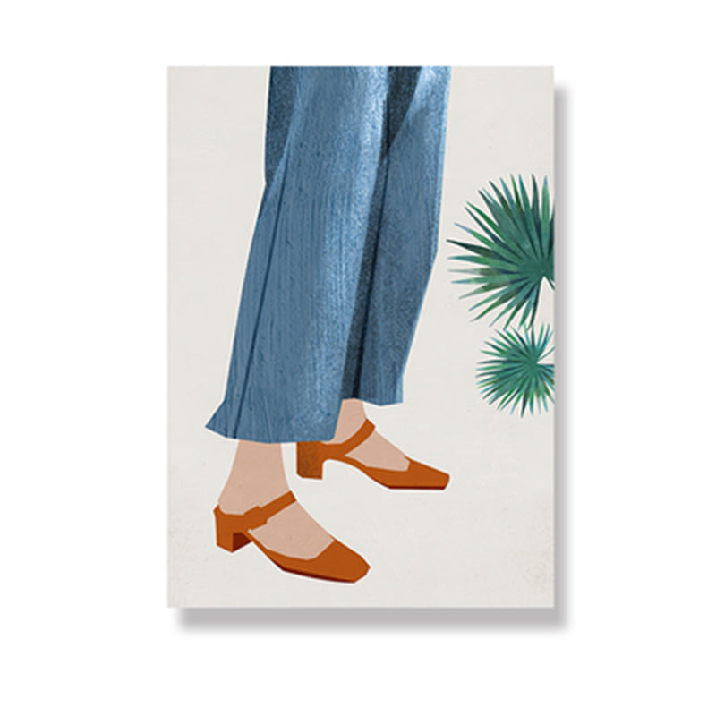 Scandinavian Fashion Girl Wall Decor Pastel Color Canvas Print for Living Room (Multiple Sizes) Clearhalo 'Arts' 'Canvas Art' 1657530