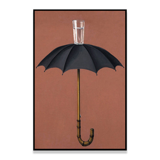 Umbrella and Cup Water Painting Nordic Textured Wrapped Canvas for Bedroom (Multiple Size Option) Clearhalo 'Arts' 'Canvas Art' 1657571