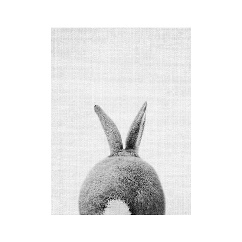 Grey Rabbit Wall Art Decor Animal Modern Style Textured Canvas Print for Kids Bedroom Clearhalo 'Art Gallery' 'Canvas Art' 'Contemporary Art Gallery' 'Modern' Arts' 1657629