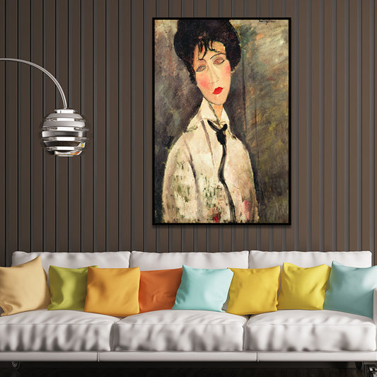 White-Grey Traditional Canvas Art Woman Portrait Wall Decoration for Sitting Room Clearhalo 'Art Gallery' 'Canvas Art' 'Traditional' Arts' 1657638