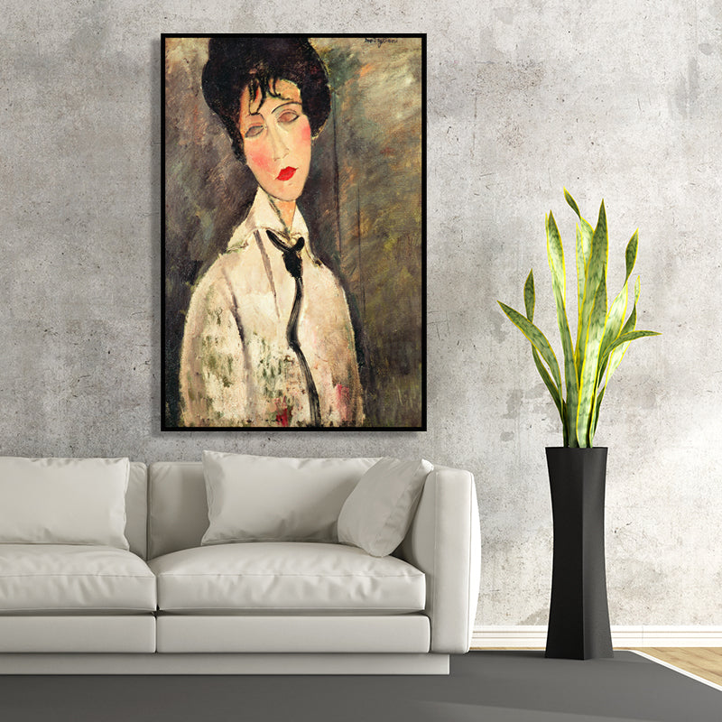 White-Grey Traditional Canvas Art Woman Portrait Wall Decoration for Sitting Room Clearhalo 'Art Gallery' 'Canvas Art' 'Traditional' Arts' 1657639