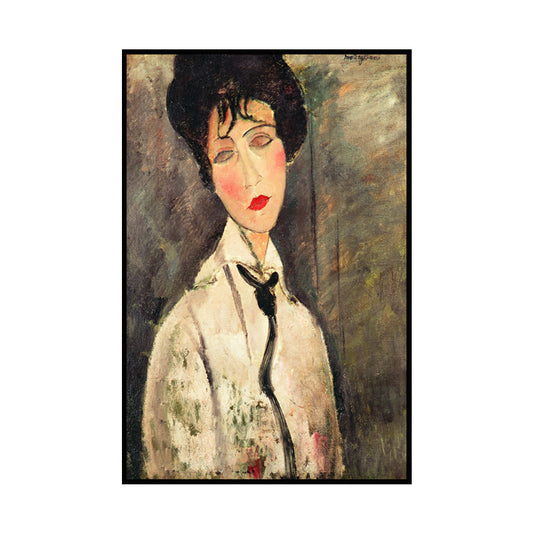 White-Grey Traditional Canvas Art Woman Portrait Wall Decoration for Sitting Room Clearhalo 'Art Gallery' 'Canvas Art' 'Traditional' Arts' 1657640