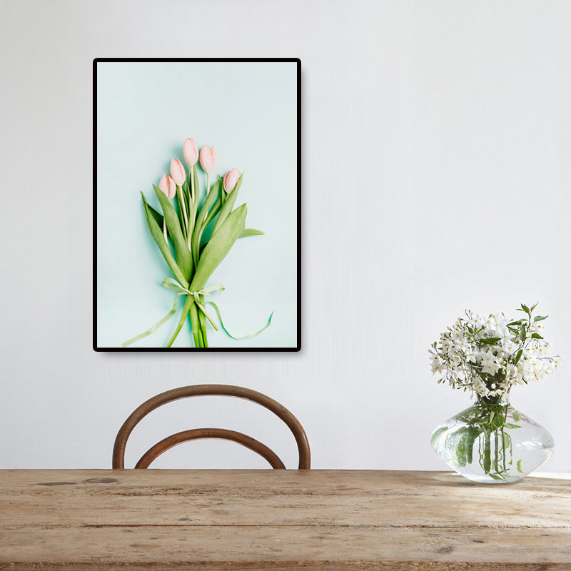 Plant Bouquet Art Print Nordic Canvas Wall Decor in Pastel Color, Textured Surface - Clearhalo - 'Arts' - 'Canvas Art' - 1657671