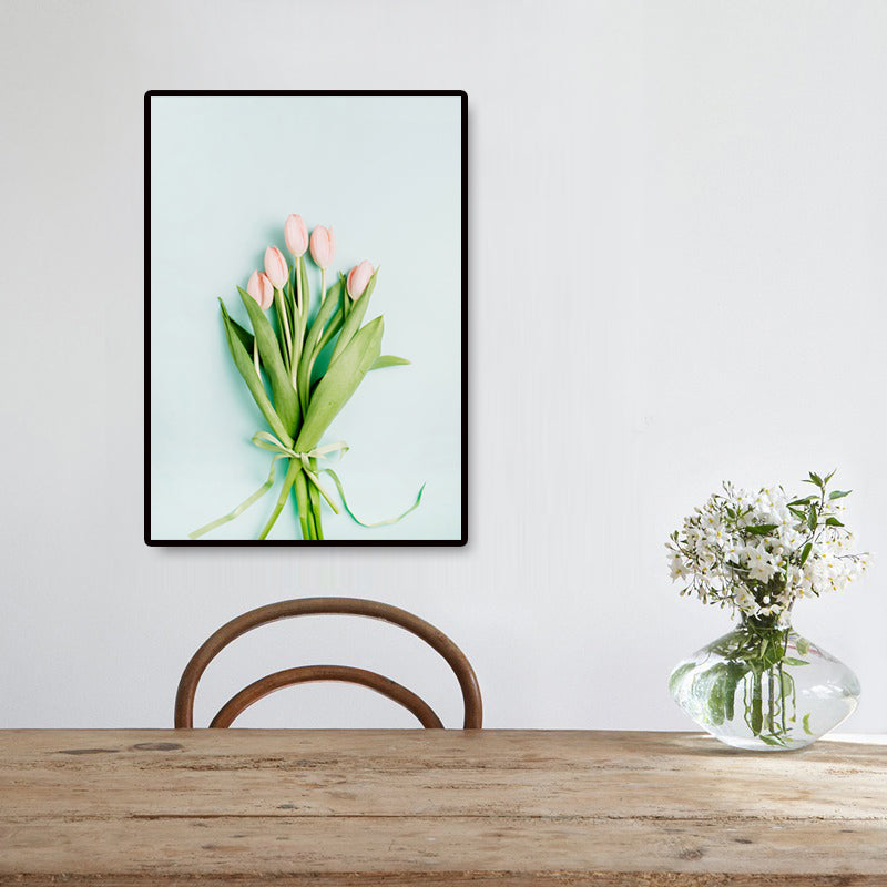 Plant Bouquet Art Print Nordic Canvas Wall Decor in Pastel Color, Textured Surface Clearhalo 'Arts' 'Canvas Art' 1657671